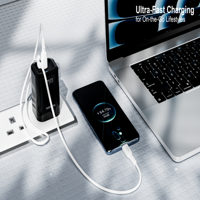 Vendens VD-DC16CC Type-C to Type-C 60W PD Hızlı Şarj ve Data Kablosu - 1 Metre, Beyaz