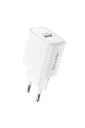 Ven-Dens VD-TC019BAC02 20 W Type-C ve 18 W USB-A Hızlı Şarj Adaptörü, 1 Metre PD 30 W Kablo, Beyaz - Beyaz