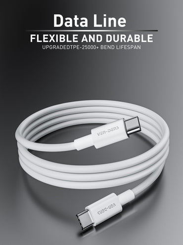 VD-DCR05 Separate packing Toptan Fiyat yüksek kalite 60W Beyaz/Siyah USB-C - USB-C 1M PVC Veri Kablosu