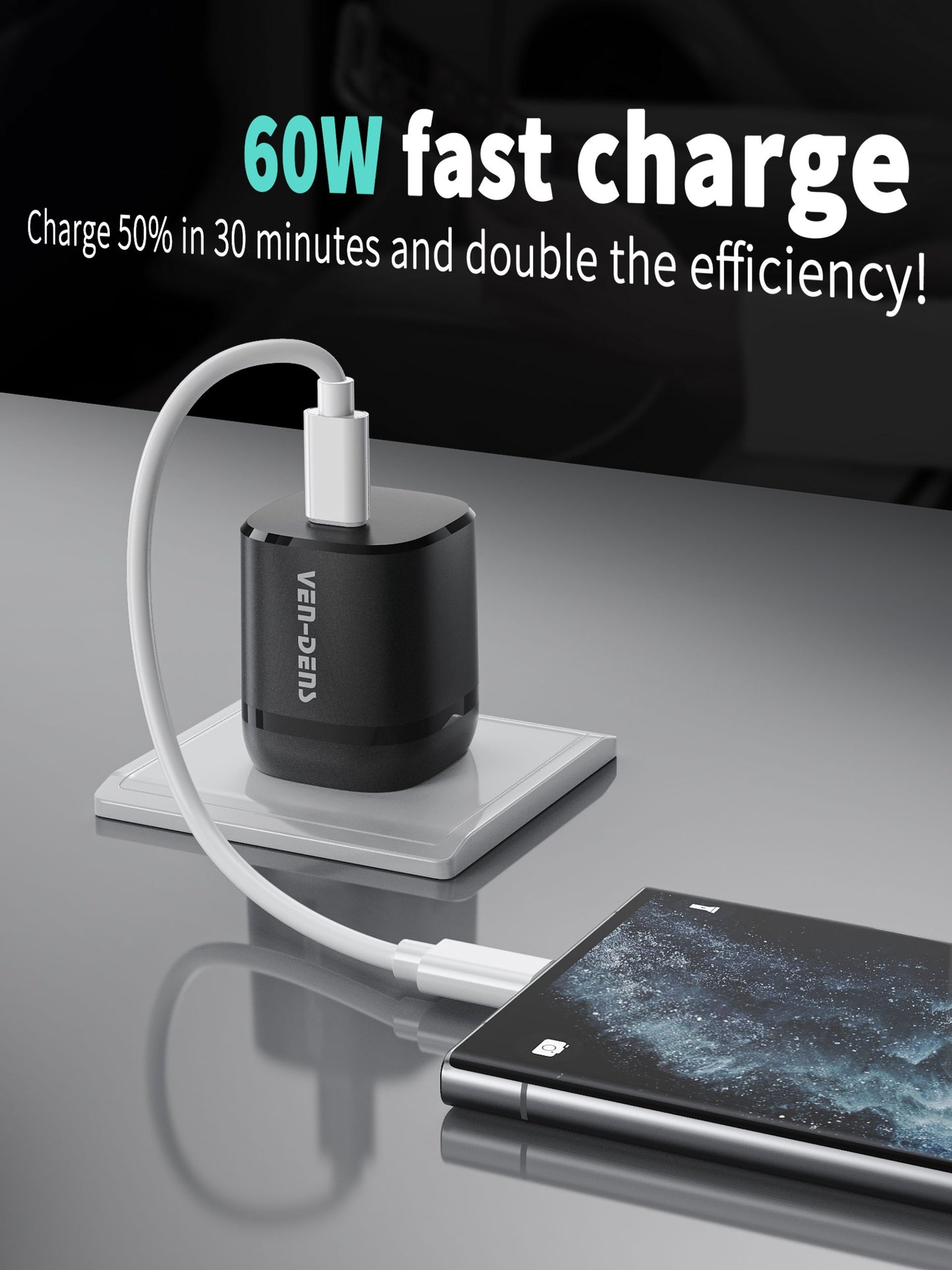 VD-T001 Toptan Fiyat Özel Teklif Evrensel 5'i 1 Arada Çok Fonksiyonlu Taşınabilir Şarj Kiti, 60W Kablo Adaptörü, SIM Kart Çıkarma Aleti ve Kart Yuvası İçerir