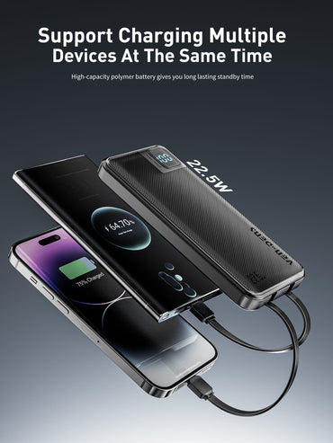 VD-PB061 Toptan fiyatla, telefonlar için Type-C/IP kablolu, dijital ekranlı, yüksek kaliteli 20000mAh Power Bank.