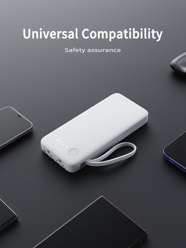 VD-PB059 Toptan fiyatla, yüksek kaliteli 20000mAh LED ışıklı, USB/Type-C/IP/Micro kablolu telefonlar için taşınabilir şarj cihazı.