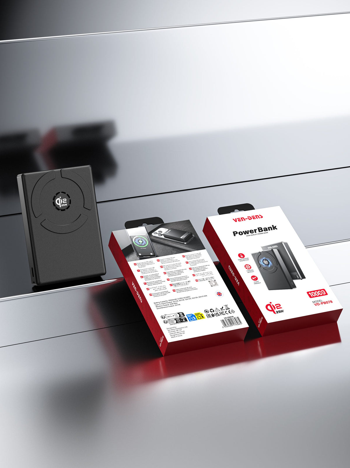 Vendens VD-PB078 10000 mAh 25W Kablosuz Magesafe Hızlı Şarj Powerbank Type-C Qİ2 Teknolojisi Standlı