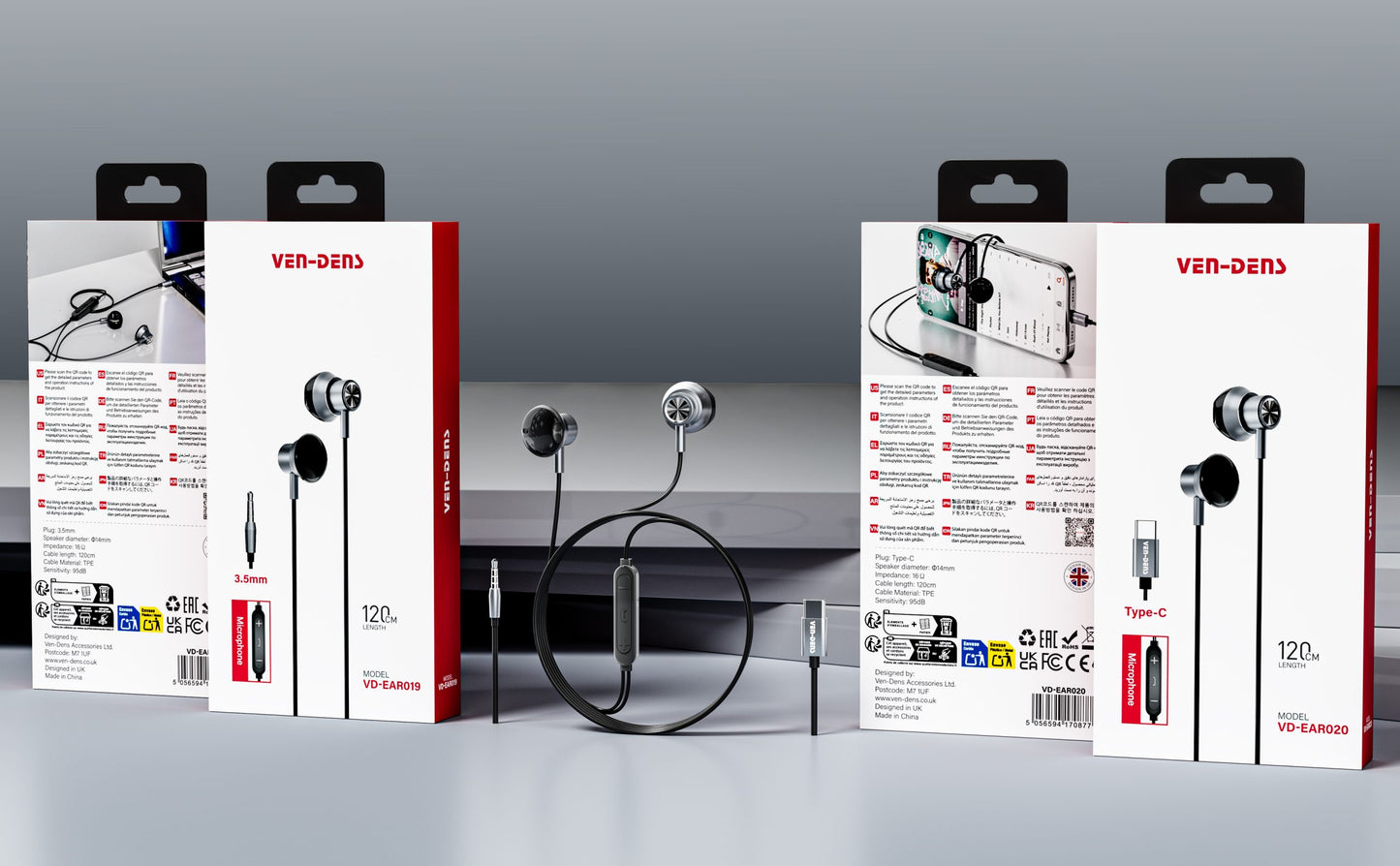 VD-EAR025 Toptan Fiyat Kablolu Kulaklık IP Port 120CM Mikrofonlu Kablolu Kulaklıklar Net Ses Kalitesi HD Stereo