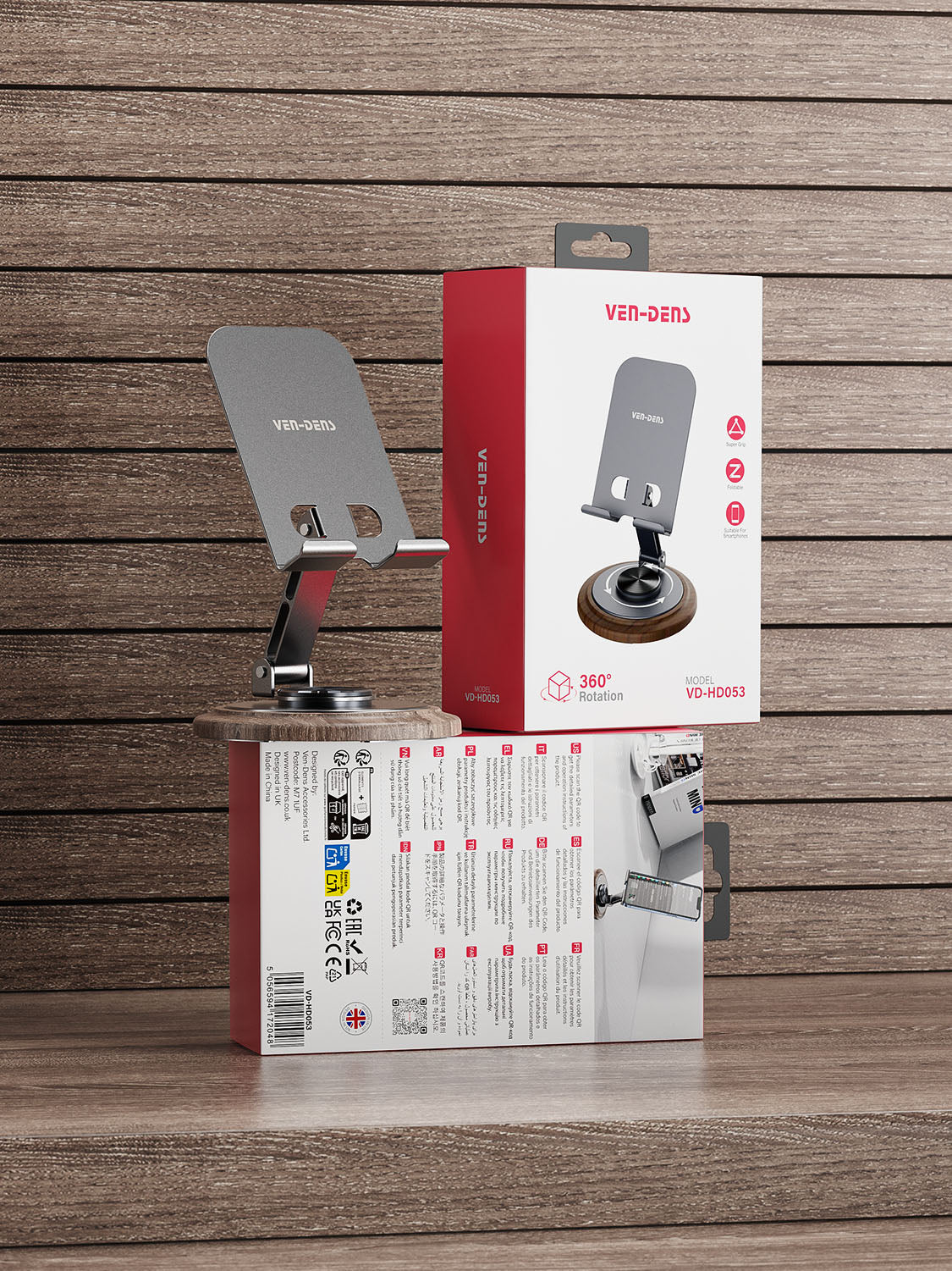 Vendens VD-HD053 Premium Katlanabilir Masaüstü Telefon Standı - 360° Ayarlanabilir