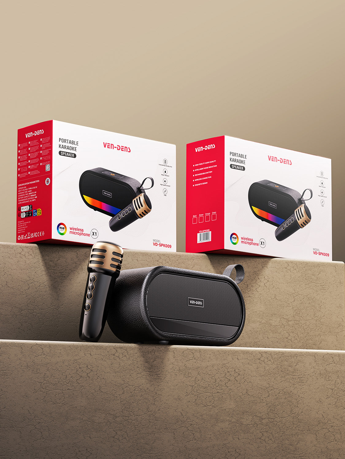 Vendens VD-SPK009 LED Ambiyans Işıklı Bluetooth Hoparlör - 30 Saat Batarya