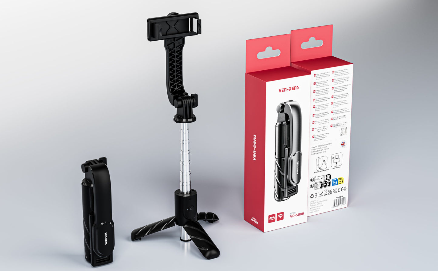 VD-SS06 Toptan Fiyat Bluetooth Selfie Çubuğu Yüksek Kalite Uzatılabilir Tripod ve Bluetooth Uzaktan Kumanda 360° Döndürülebilir Telefon Selfie Çubuğu Tripodlu