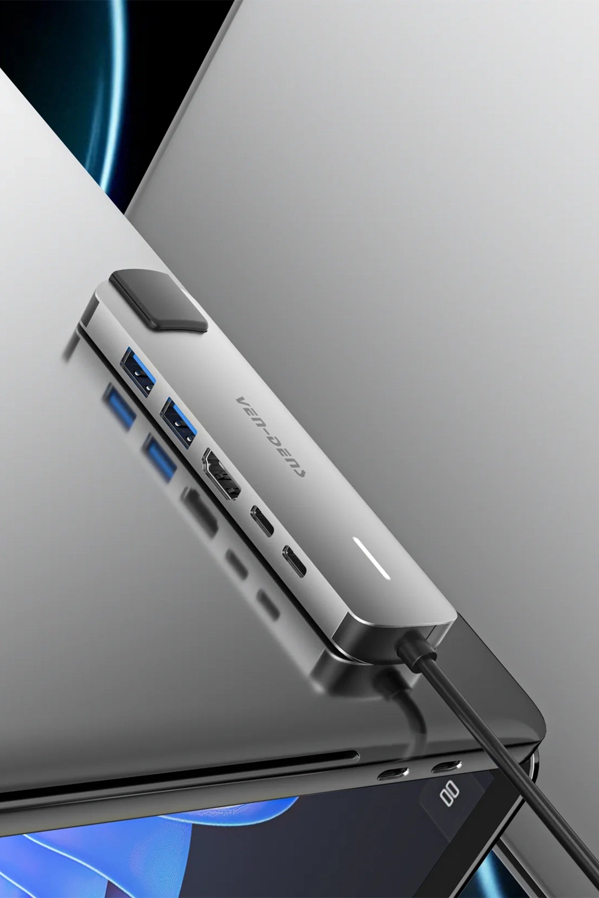 Vendens VD-ADP019 6'sı 1 Arada USB-C Hub, 4K HDMI, USB 3.0, PD 90W, RJ45 Ethernet