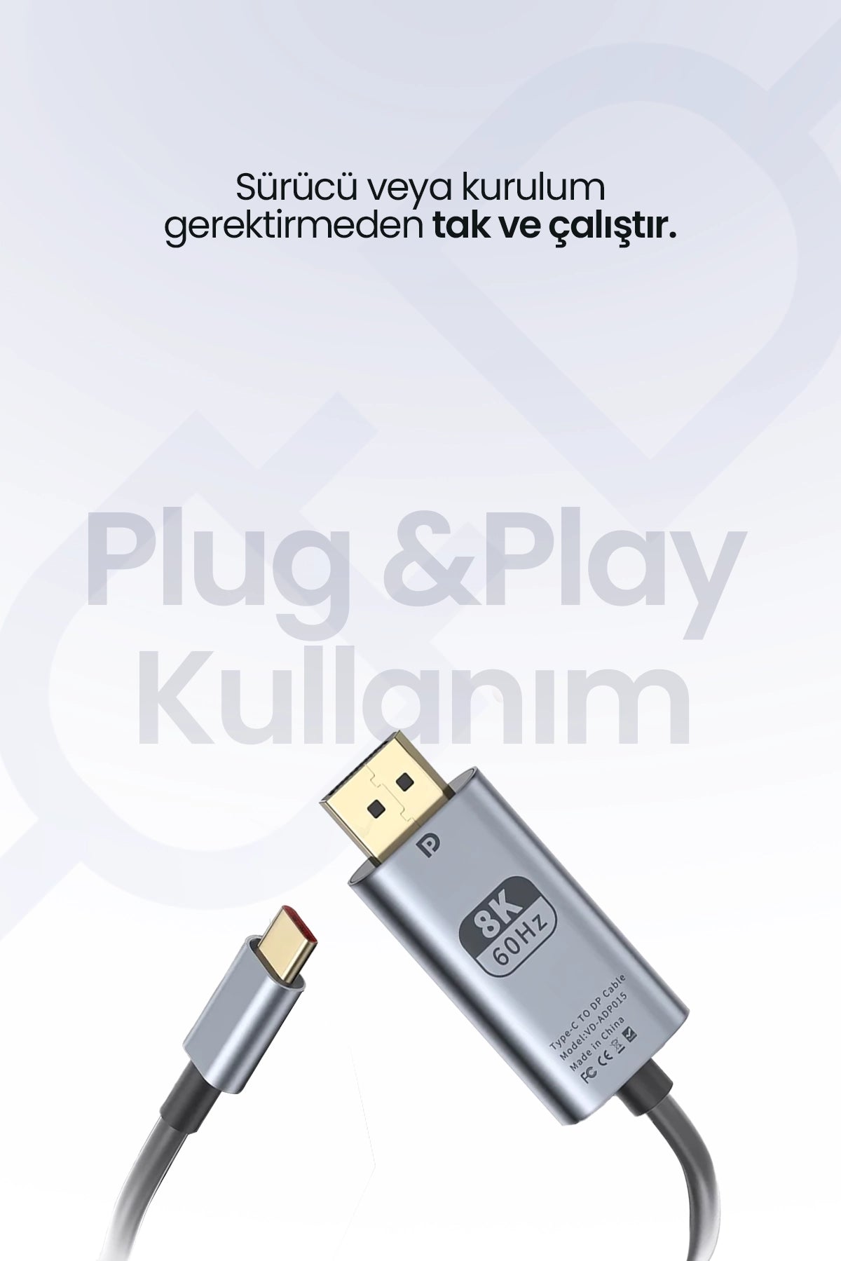 Vendens VD-ADP015 Type-C to DisplayPort 4K Görüntü Aktarımı