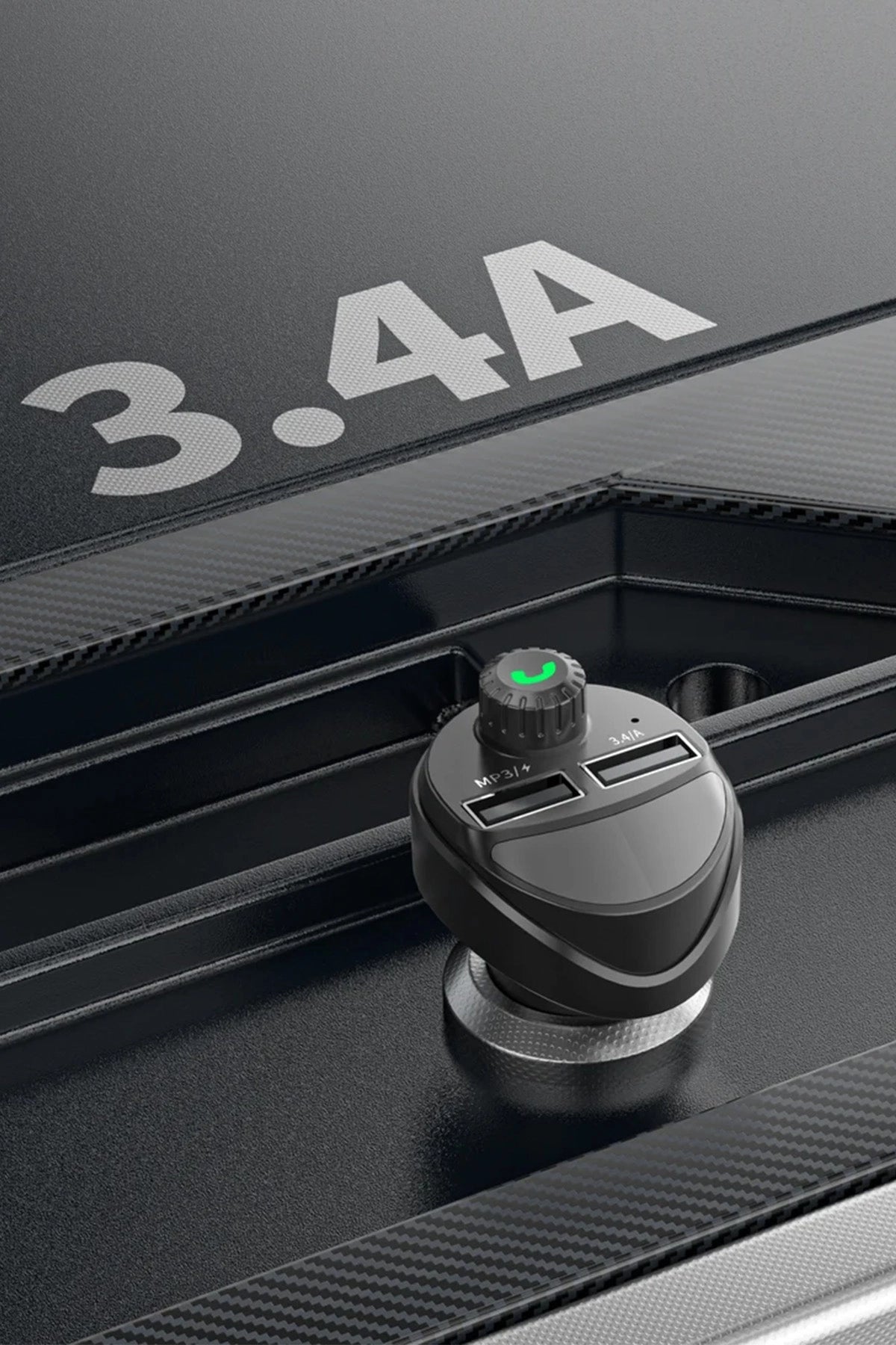 Vendens VD-FM004 Bluetooth 5.0 FM Transmitter Araç Şarj Cihazı Çift USB Hızlı Şarj TF Kart Siyah
