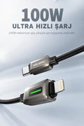 Vendens VD-DC14CL Type-C to Lightning 27W PD Hızlı Şarj ve Data Kablosu - 1 Metre, Çinko Alaşım Örgü