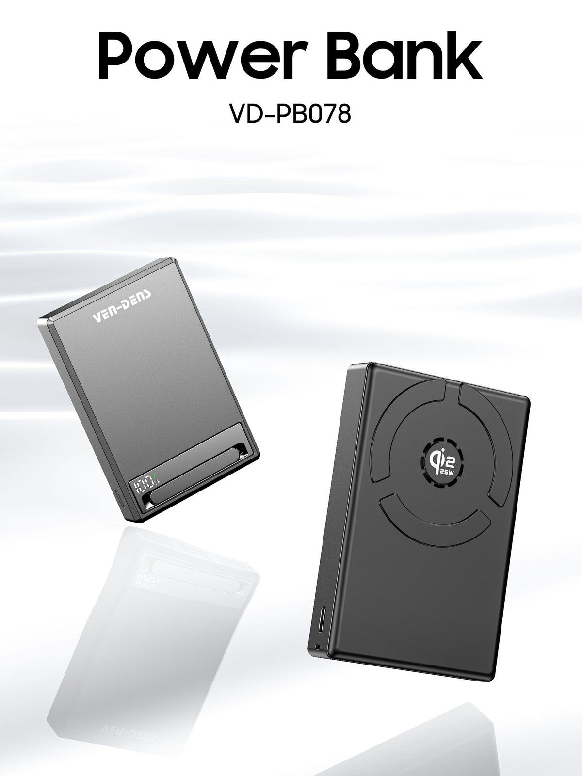 Vendens VD-PB078 10000 mAh 25W Kablosuz Magesafe Hızlı Şarj Powerbank Type-C Qİ2 Teknolojisi Standlı