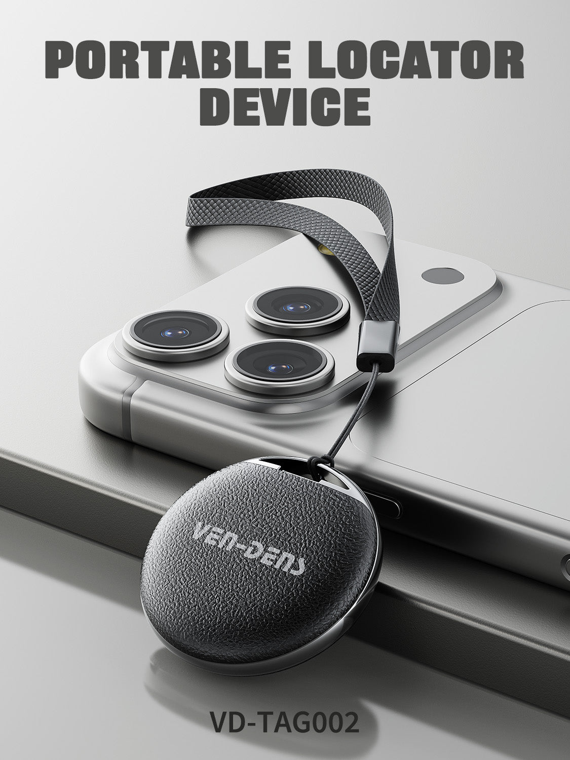 Vendens Anahtarlık Bulucu AirTag - GPS Takip Cihazı, Kayıp Eşya Bulucu, Apple Find My Uyumlu (Siyah)