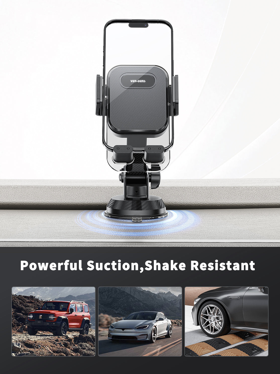 VD-HD049 Yüksek kaliteli, geri çekilebilir, katlanabilir, 360 derece dönebilen araç içi telefon tutucu, orta konsol için evrensel akıllı telefon tutucu.