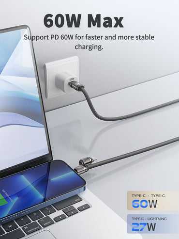 VD-DCS03 Toptan Fiyat 1.5M 4'ü 1 arada örgülü veri kablosu Çinko alaşım 60W hızlı şarj