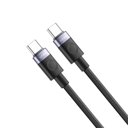 VD-DCM05-2M Fabrikadan Doğrudan Satış 60W USB-C - USB-C Parmak Ucu Veri Kablosu 2M Siyah Naylon Örgülü Kablo
