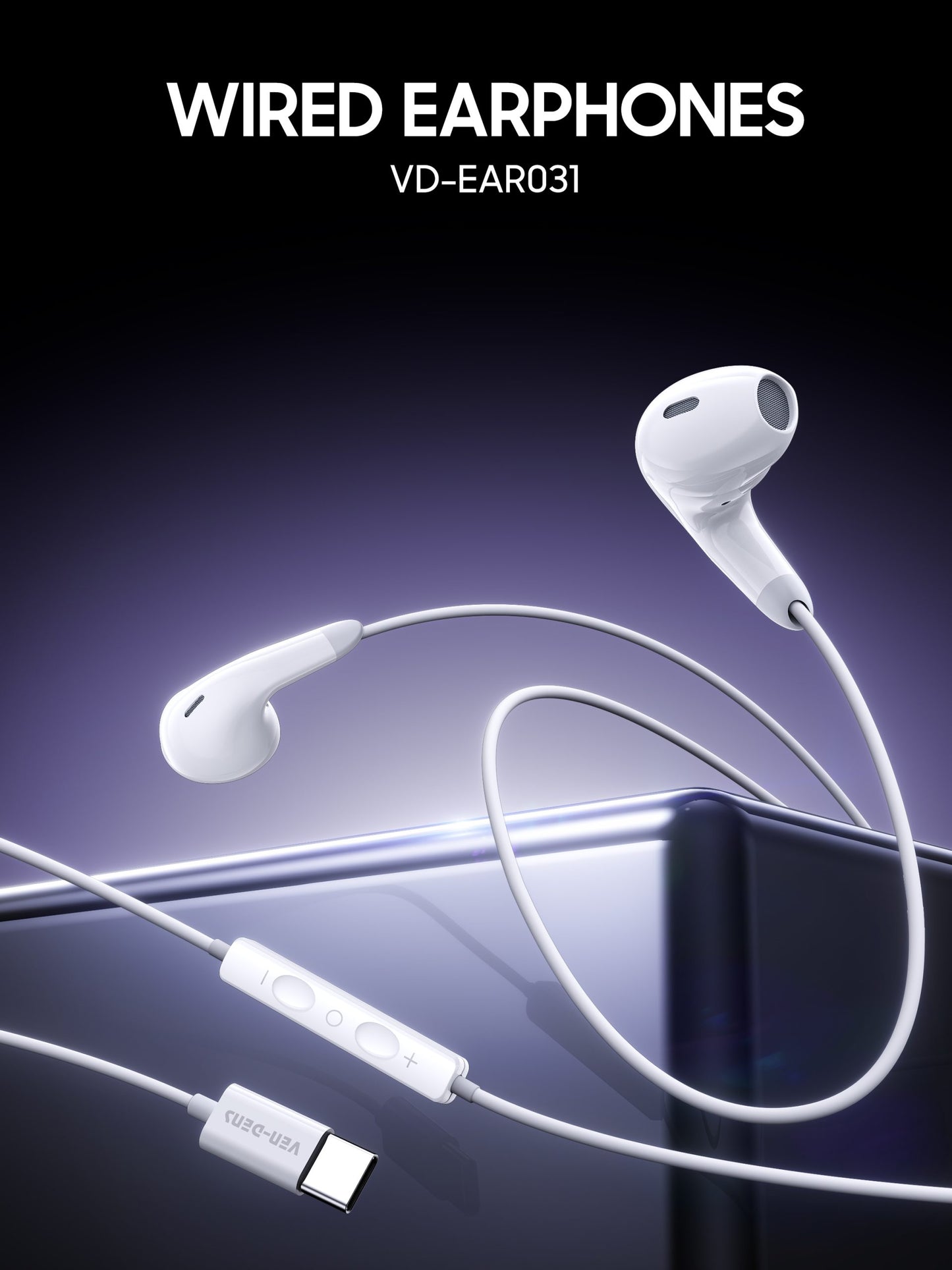 VD-EAR031 Type-C Mikrofonlu Kablolu Kulak İçi Kulaklık - USB C Uyumlu