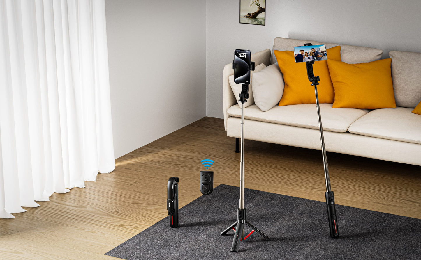 Vendens Bluetooth Kablosuz Selfie Stick – 360° Dönebilen Tripod Kumandalı Uzatılabilir Telefon Selfie Çubuğu