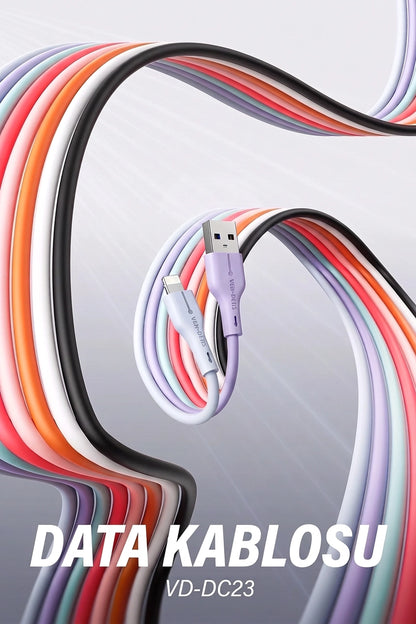 Venden VD-DC23L Pembe Lightning Şarj ve Data Kablosu - 1 Metre, 2.4A Hızlı Şarj