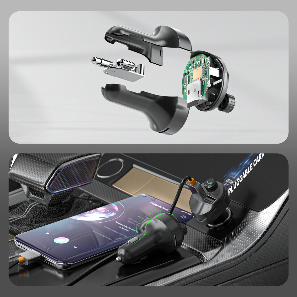 Vendens Dual USB Ports Fast Charger Car Charger Bluetooth 5.0 FM Transmitter - Siyah