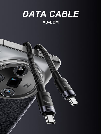 VD-DCM04-1M 27W USB-C - Lightning bağlantı noktalı 1 metrelik siyah naylon örgülü veri kablosu