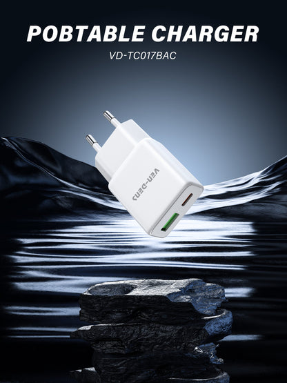 Vendens 30W USB-A ve USB-C Çift Çıkışlı Type C Hızlı Şarj Aleti Adaptörü