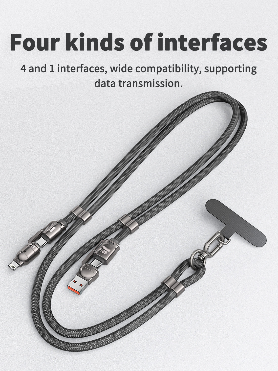 VD-DCS03 Toptan Fiyat 1.5M 4'ü 1 arada örgülü veri kablosu Çinko alaşım 60W hızlı şarj