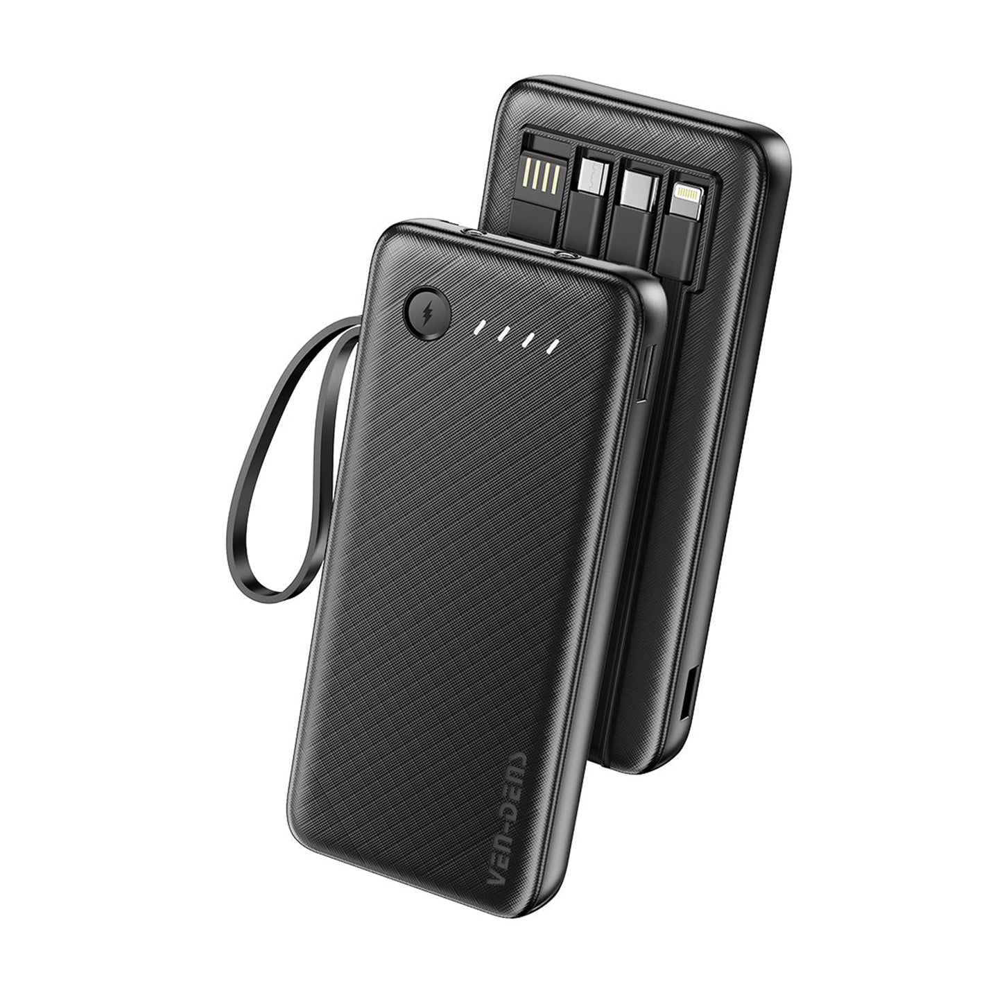 Vendens VD-PB058 Dahili 4 Kablolu 10000mAh  Işıklı Göstergeli LED El Fenerli Powerbank Tüm Telefonlarla Uyumlu