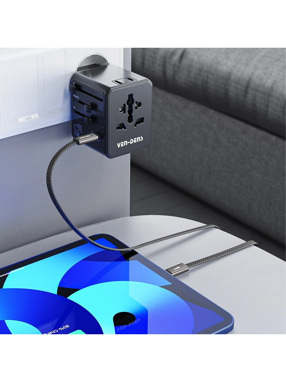 Vendens VD-DC22CC USB-C'den USB-C'ye Örgülü 60W Hızlı Şarj Destekli Type C Kablo 1.2m