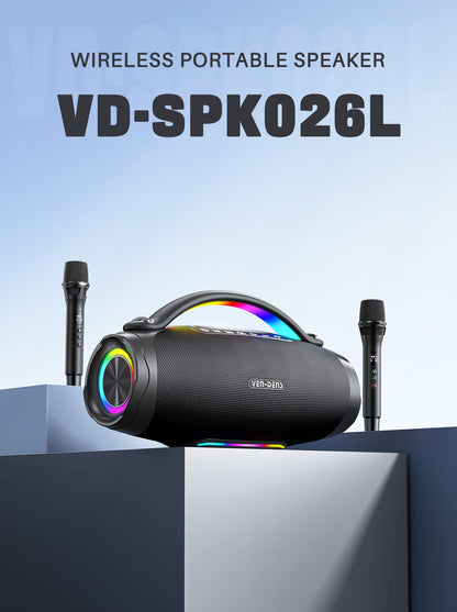 Vendens Taşınabilir Bluetooth Hoparlör 24000mAh Pil, LED Işık, 240W, 20 Saat Çalışma Süresi - Siyah