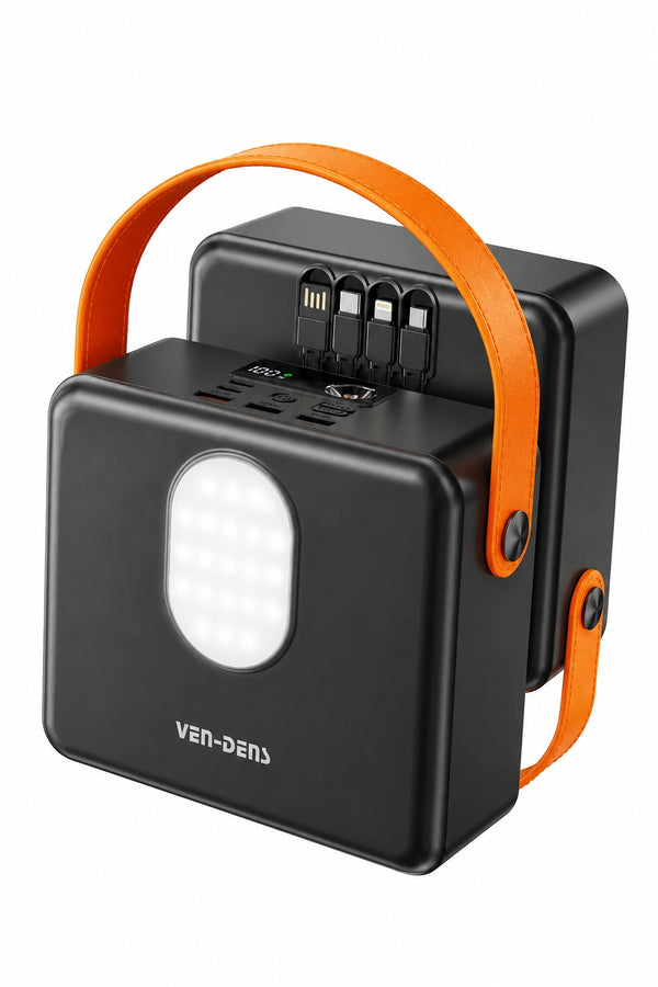 Vendens VD-PB077 120000mAh 22.5W Hızlı Şarj Powerbank,Led Lambalı, 4 Cihaz Şarj, Dahili Kablolu, 444Wh