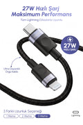 Vendens VD-DCM04 27W iPhone Uyumlu Lightning Hızlı Şarj ve Veri Kablosu