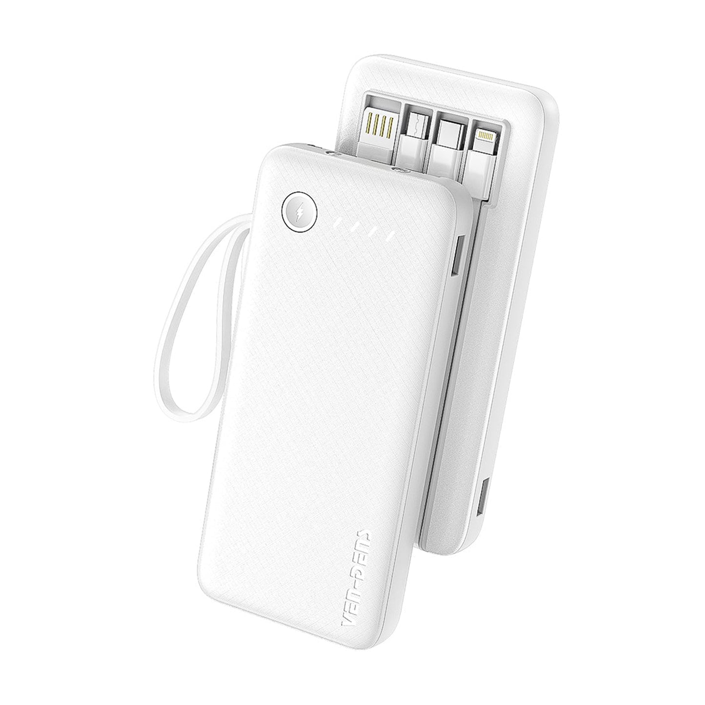 Vendens VD-PB058 Dahili 4 Kablolu 10000mAh  Işıklı Göstergeli LED El Fenerli Powerbank Tüm Telefonlarla Uyumlu