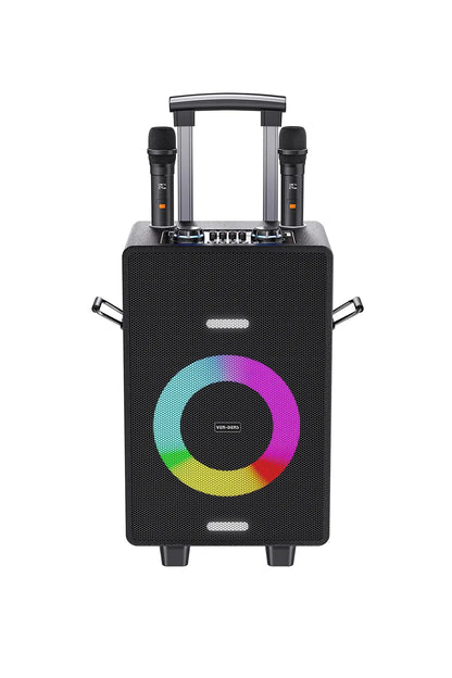 Vendens VD-SPK004 8 İnç Taşınabilir Bluetooth Hoparlör, Çift Kablosuz Mikrofon, 7200mAh, LED Işıklı