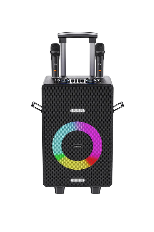 Vendens VD-SPK004 8 İnç Taşınabilir Bluetooth Hoparlör, Çift Kablosuz Mikrofon, 7200mAh, LED Işıklı