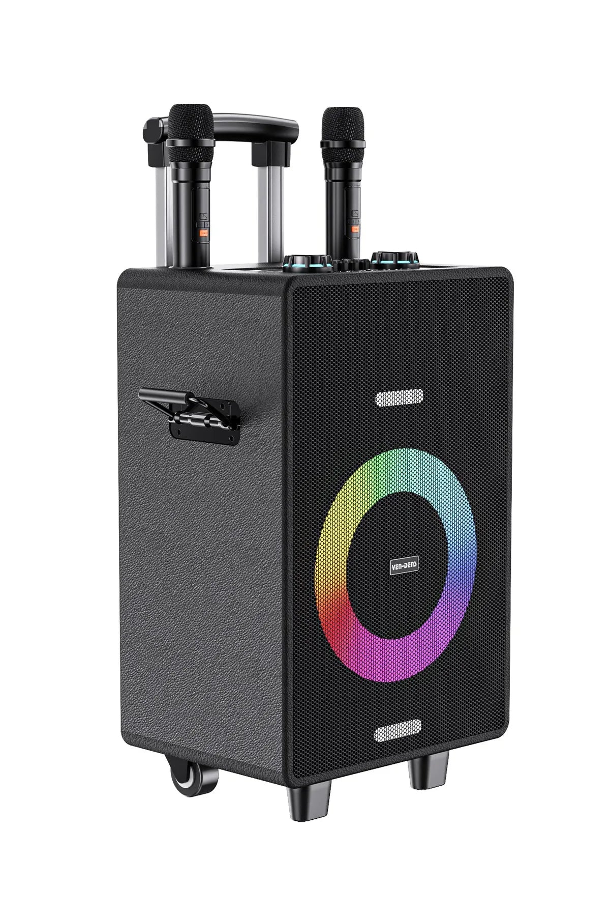 Vendens VD-SPK004 8 İnç Taşınabilir Bluetooth Hoparlör, Çift Kablosuz Mikrofon, 7200mAh, LED Işıklı