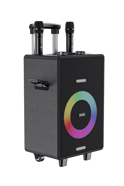 Vendens VD-SPK004 8 İnç Taşınabilir Bluetooth Hoparlör, Çift Kablosuz Mikrofon, 7200mAh, LED Işıklı