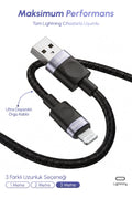 Vendens VD-DCM02 Premium Örgülü iPhone Uyumlu Lightning Hızlı Şarj Kablosu
