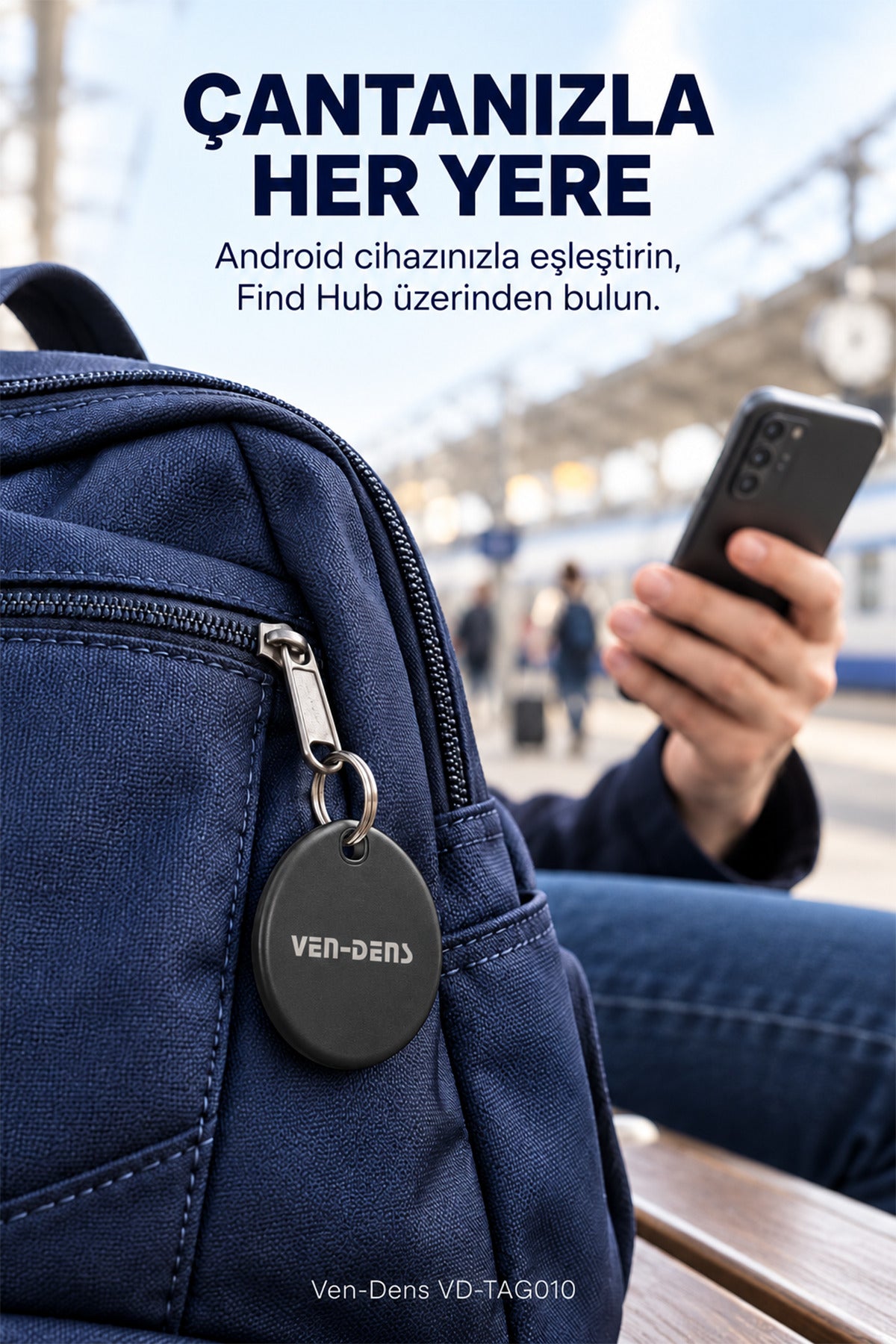 Ven-Dens VD-TAG010 Bluetooth Eşya Takip Cihazı, Google Find Hub ve Android Uyumlu - Siyah