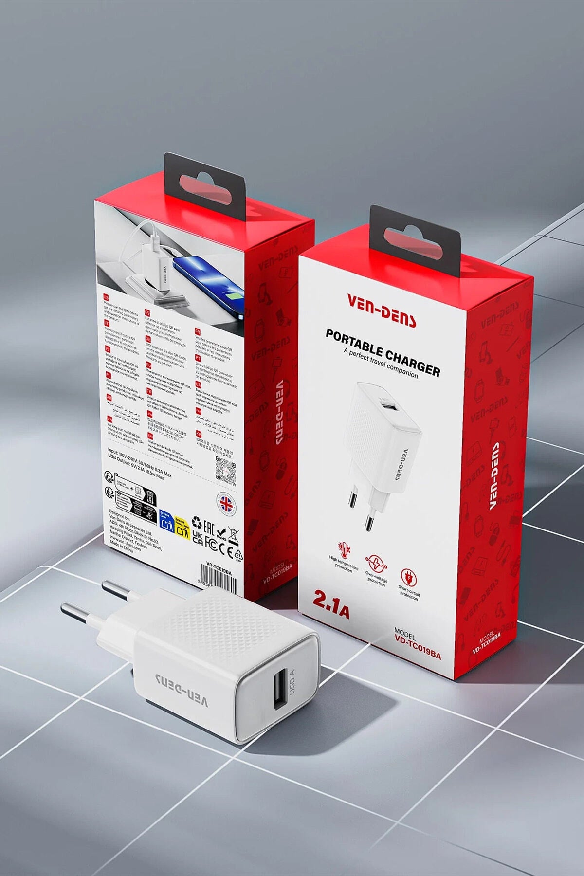 Ven-Dens VD-TC019BAC02 20 W Type-C ve 18 W USB-A Hızlı Şarj Adaptörü, 1 Metre PD 30 W Kablo, Beyaz - Beyaz