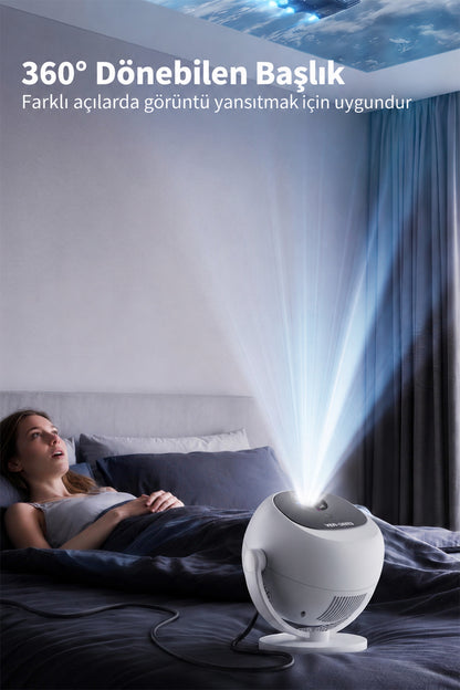 Ven-Dens VD-PJT002 Android 14 Taşınabilir LED Projeksiyon Cihazı, HD 720p, 150 ANSI Lümen, Beyaz - Beyaz
