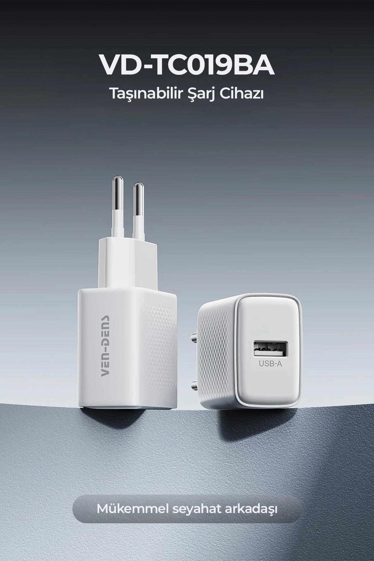 Ven-Dens VD-TC019BAC02 20 W Type-C ve 18 W USB-A Hızlı Şarj Adaptörü, 1 Metre PD 30 W Kablo, Beyaz - Beyaz