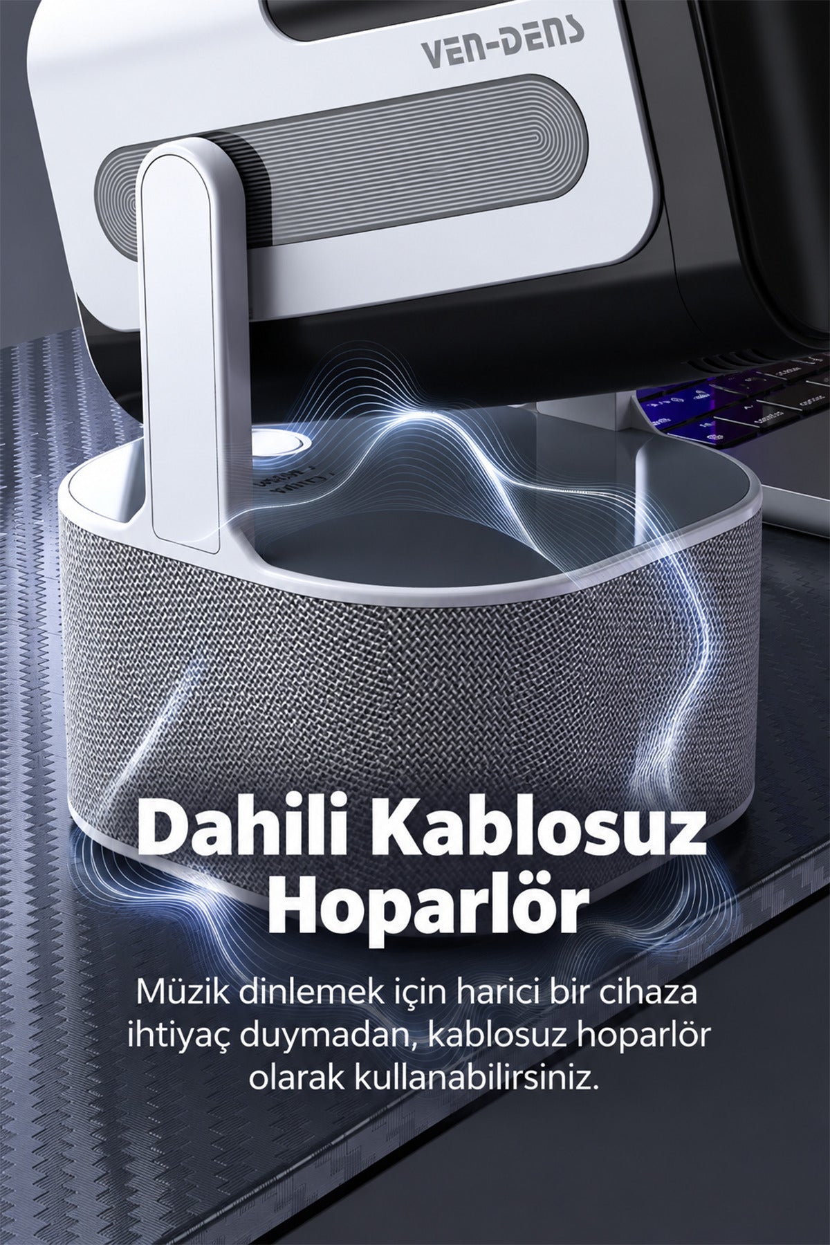 Ven-Dens VD-PJT004 Android 14 Akıllı Projeksiyon Cihazı, 4K Destekli 720P HD, 180 ANSI, 180° Döner Stand, Karaoke, 2 Kablosuz Mikrofon, Dahili Hoparlör, WiFi 5G, Bluetooth 5.0, HDMI, USB, Mini Projektör - Siyah