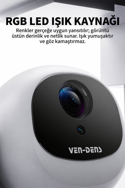 Ven-Dens VD-PJT002 Android 14 Taşınabilir LED Projeksiyon Cihazı, HD 720p, 150 ANSI Lümen, Beyaz - Beyaz