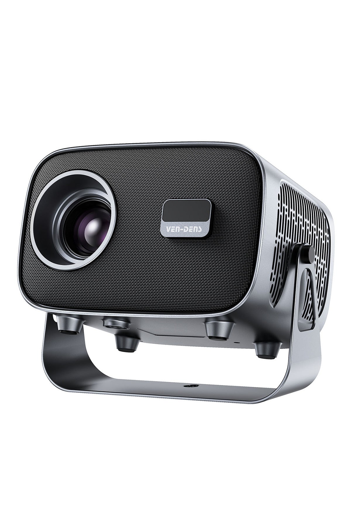 Ven-Dens VD-PJT003 Android 14 Akıllı Projeksiyon Cihazı, 4K Destekli 720P HD Mini Projektör, 160 ANSI Lümen, iOS ve Android Ekran Yansıtma, Bluetooth 5.3, HDMI, Çift USB, 360° Döner Stand, 5W Hoparlör - Koyu Gri
