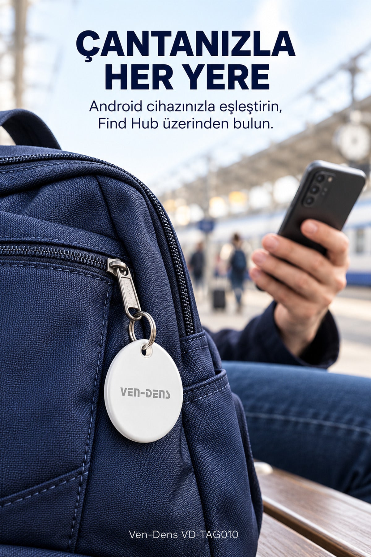 Ven-Dens VD-TAG010 Bluetooth Eşya Takip Cihazı, Google Find Hub ve Android Uyumlu - Beyaz