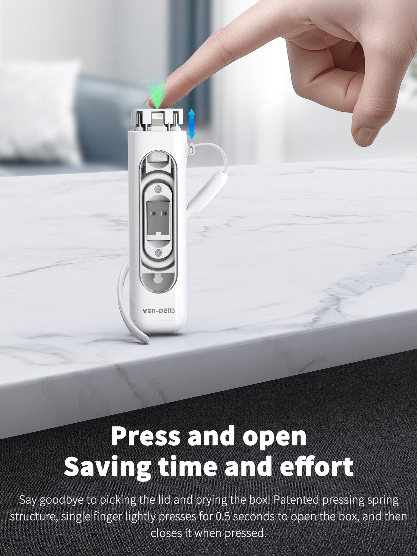 VD-T001 Toptan Fiyat Özel Teklif Evrensel 5'i 1 Arada Çok Fonksiyonlu Taşınabilir Şarj Kiti, 60W Kablo Adaptörü, SIM Kart Çıkarma Aleti ve Kart Yuvası İçerir