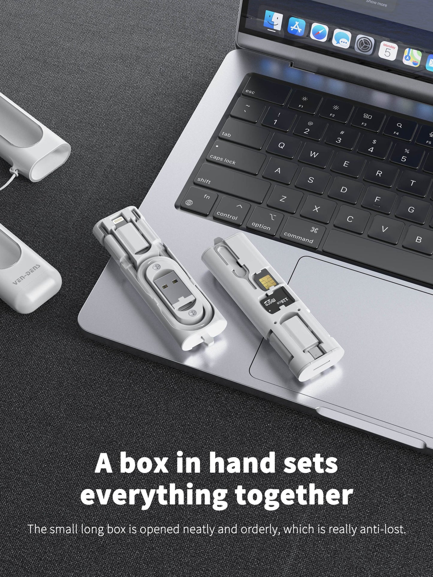 VD-T001 Toptan Fiyat Özel Teklif Evrensel 5'i 1 Arada Çok Fonksiyonlu Taşınabilir Şarj Kiti, 60W Kablo Adaptörü, SIM Kart Çıkarma Aleti ve Kart Yuvası İçerir