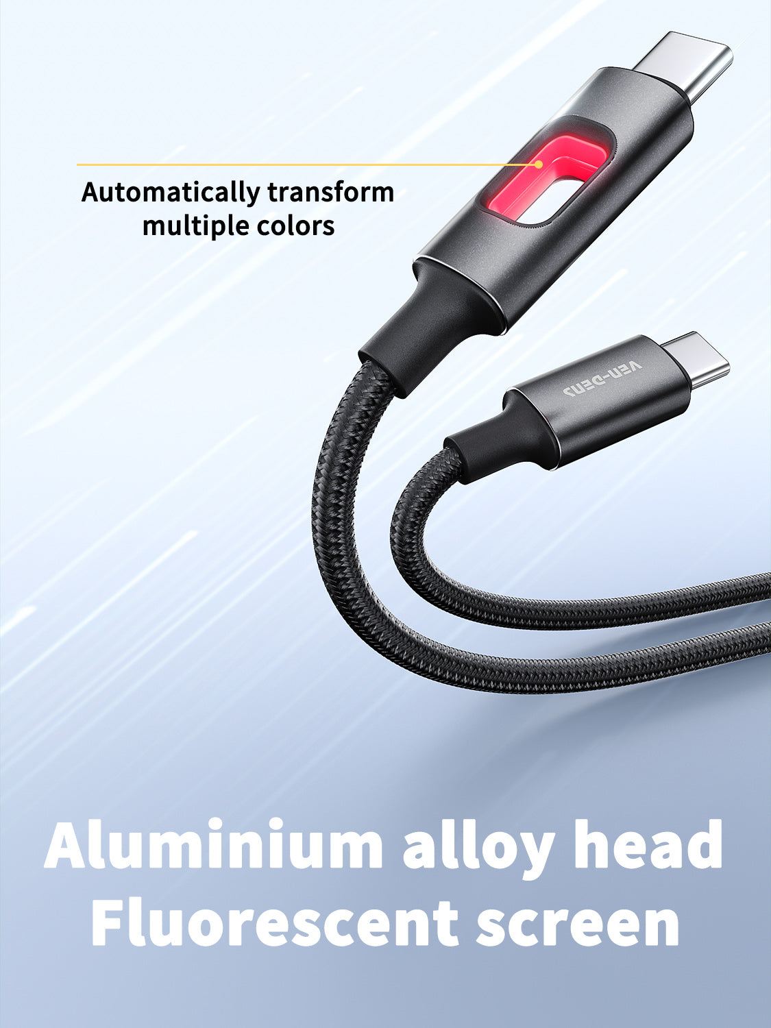 Vendens VD-DC12CC Type-C to Type-C 60W PD Hızlı Şarj ve Data Kablosu - 1 Metre Alüminyum Örgülü