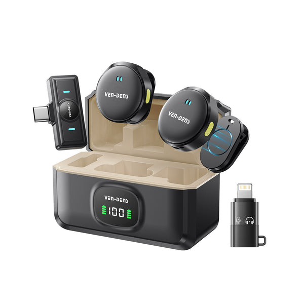 Vendens VD-MIC025 Pro Kablosuz Çift Mikrofonlu HD Ses Sistemi